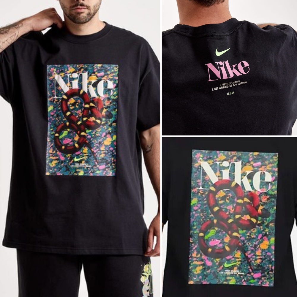 Nike NSW Max 9 Trek Division Snake Print T-Shirt Los Angeles Men's Size Large